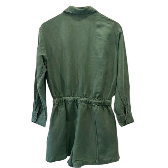 YFB Green Utility Romper With Pockets and Optional Roll Tab Sleeves Size Small - Picture 5 of 7